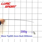 LureSport 4 шт. 56 см 58 см твердый карбоновый наконечник для удочки без краски, Строительные Компоненты для удочки, ремонт удочки, аксессуары сделай сам