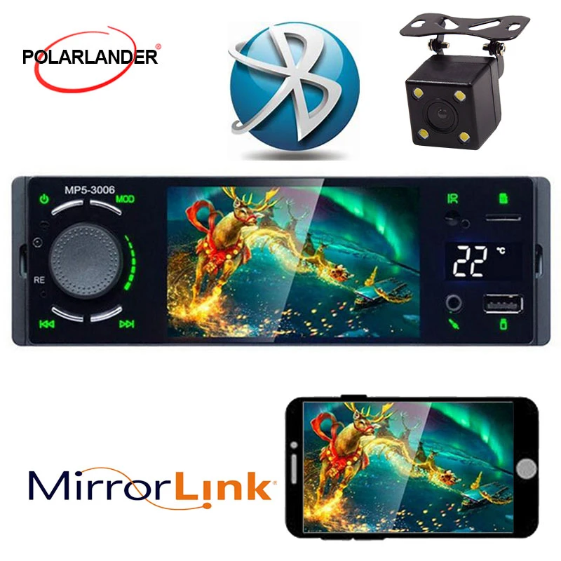 1 din 4 &quotРадио для автомобильного мультимедийного плеера HD сенсорный экран USB TF