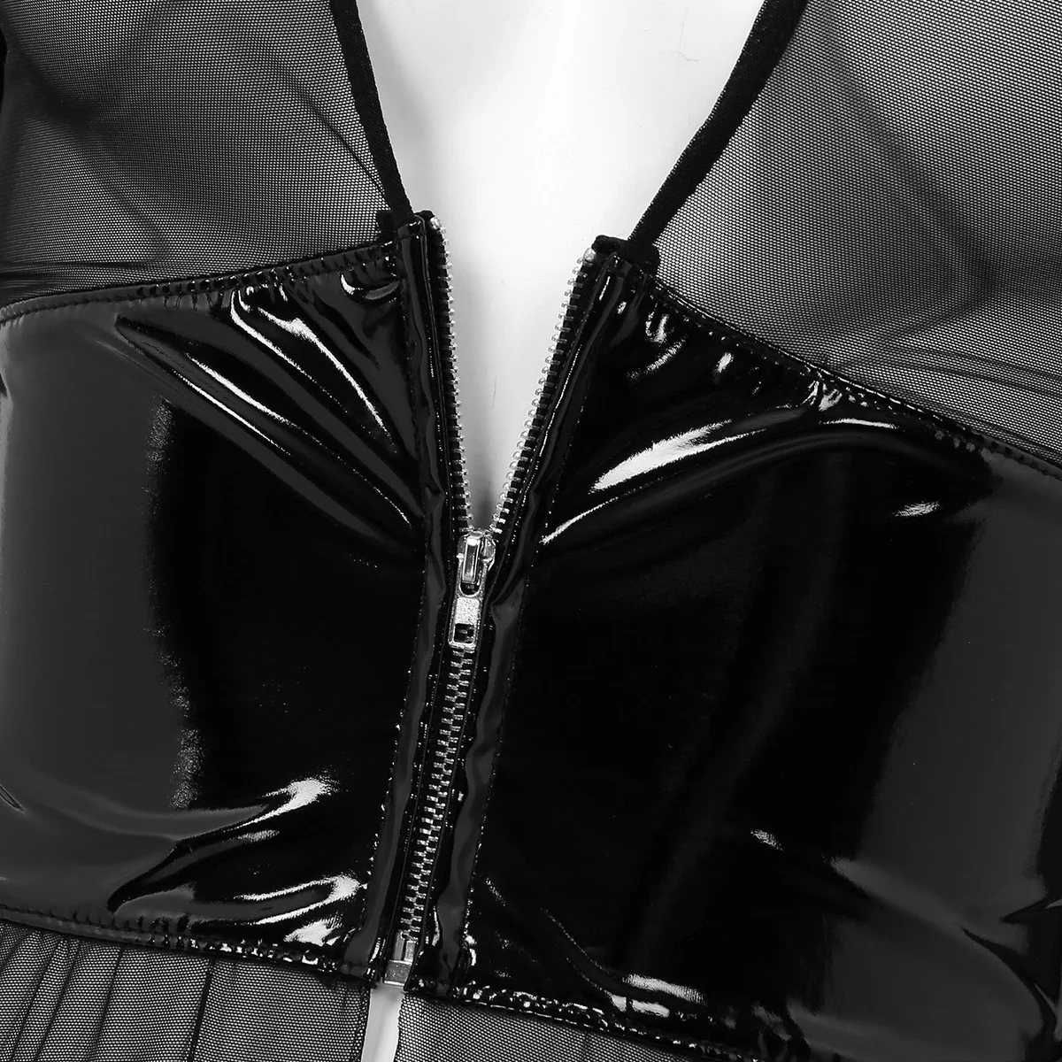 

Womens Ladies Nightwear Exotic Lingerie Set Long Sleeves See Through Sheer Mesh Spliced Sleepwear Babydolls with G-string Briefs