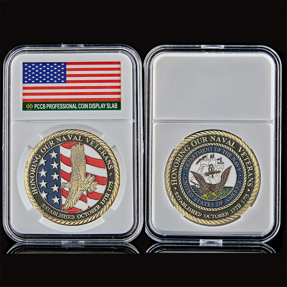 

USA Challenge Coin Military Department of The Navy Honoring Our Naval Veterans Established October 13TH Commemorative Coin