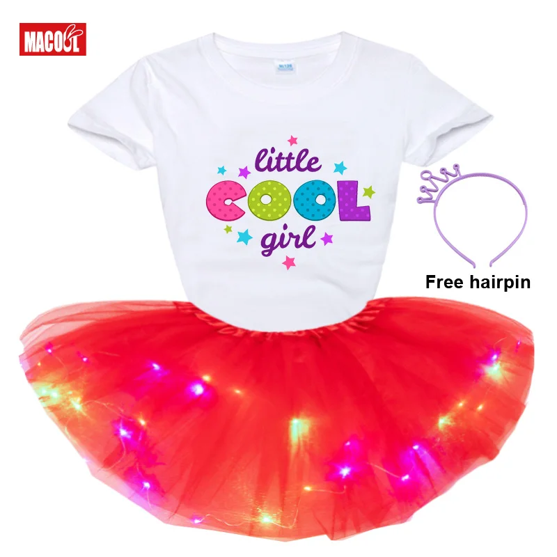 

Summer Tutu Dress Kids Girl Clothes 24M -8Yrs Colorful Mini Pettiskirt Girls Party Dance Neon LED Tutu Skirt Children Clothing
