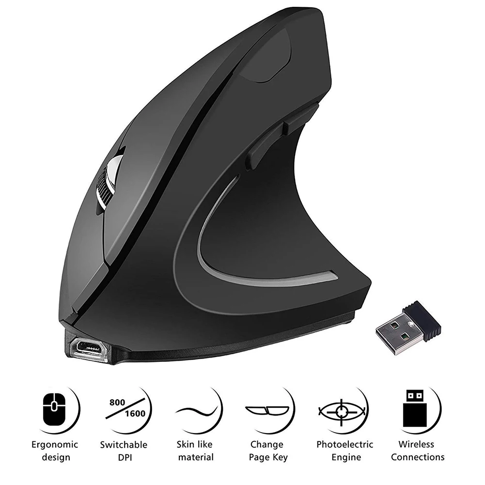 2,4G Bluetooth бесшумный офисный игровой Эргономичный usb зарядка ПК мыши для ноутбука беспроводной компьютер Удобная 5D Вертикальная мышь