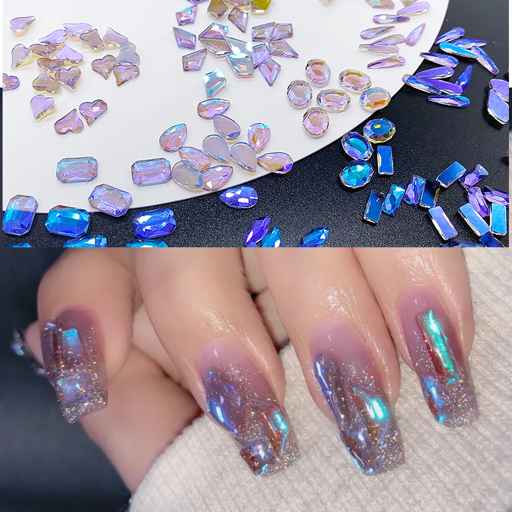 

20 шт. смешанные кристаллы AB для дизайна ногтей Стразы с плоской задней стороной драгоценные камни для ногтей 3D украшения маникюрные принадл...