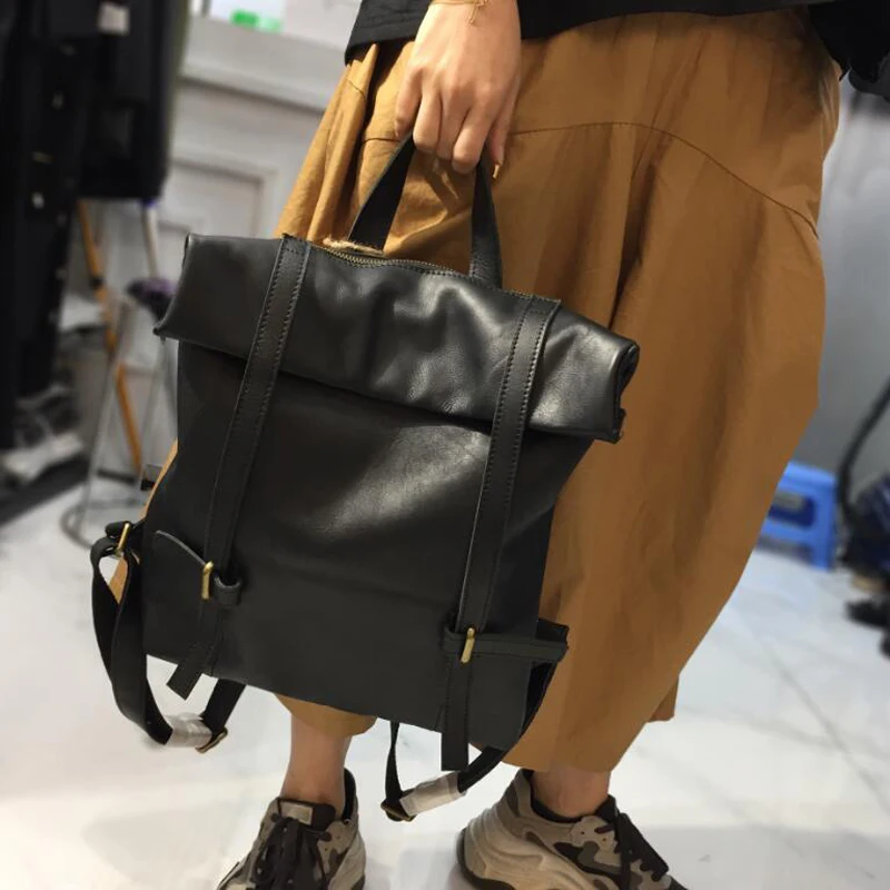 Женский рюкзак из натуральной кожи большой повседневный школьный 100% воловьей