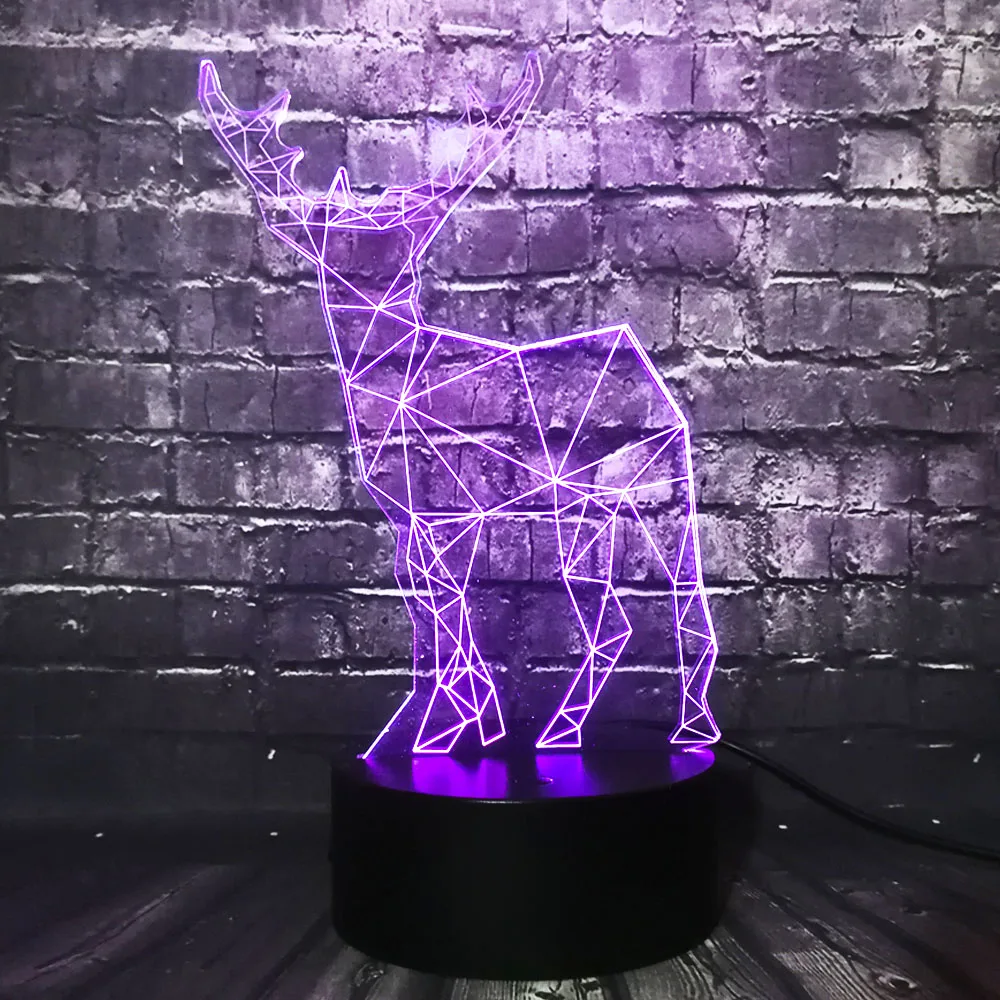 Новинка, ретро украшение в виде животных, олень, 3D USB светодиодный светильник, лось, олень, меняющий цвета, Рождественский романтический подарок, настольная лампа, RGB ночник, лампа