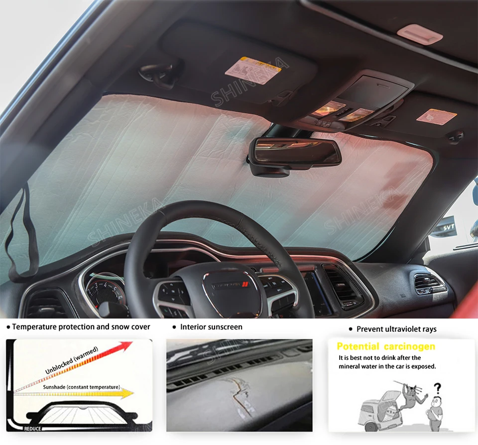 SHINEKA солнцезащитный козырек для Dodge Challenger 2009 Up, защита от солнца на лобовое стекло автомобиля, защита от УФ-излучения, защита от солнца для Dodge Challenger