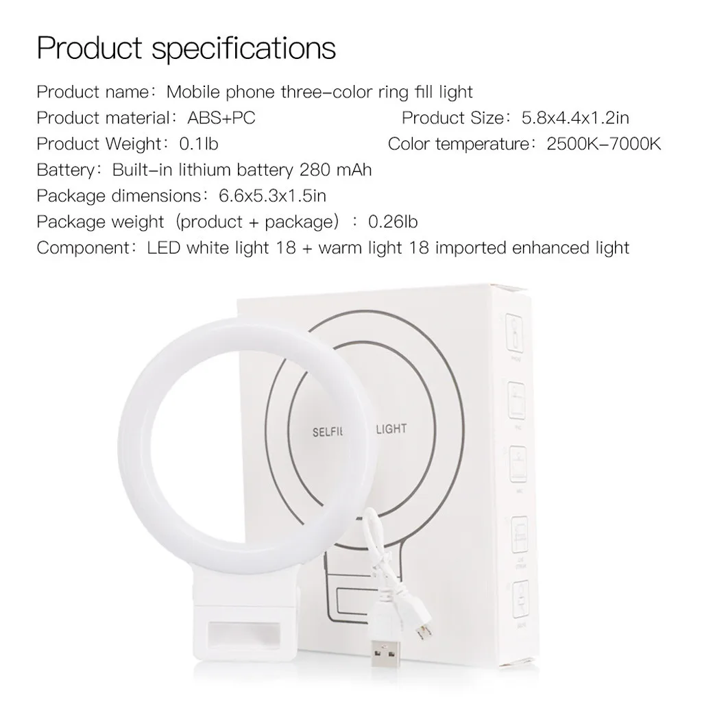 Светодиодный кольцевой светильник для селфи студийная лампа фотосъемки со