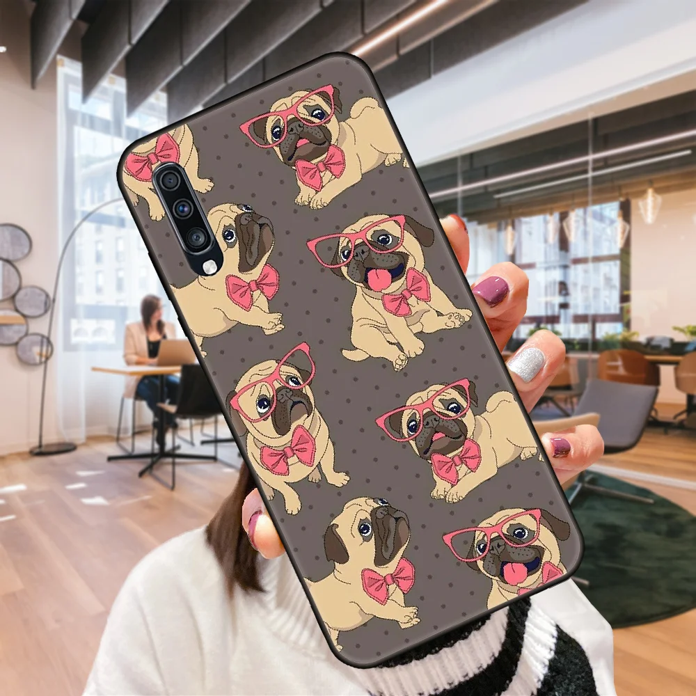 Чехол для Samsung Galaxy A 50 51 71 70 7 5 10 20 30 40 41 21 S E черный с изображением мопса французского