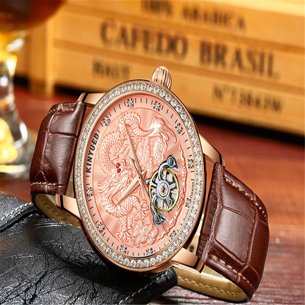 

Mens Automatic Mechanical Watch Waterproof Wristwatch Luxury Dragon Dial