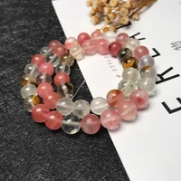 high quality 4mm 6mm 8mm 10mm pink white watermelon peel color natural stone beads pick size loose bead for handmade bracelets