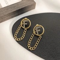 fashion retro earrings english letter round earrings female ins exaggerated atmosphere retro earrings tide ladies jewelry gifts