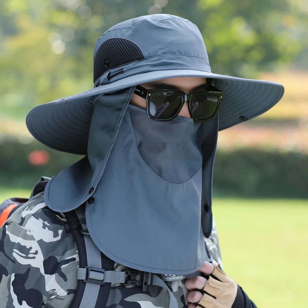 

Men Fishing Hat Outdoor Fishing Cap Uv Protection Adjustable Breathable Sunshade Solid Casual Thermal Fishing Hat