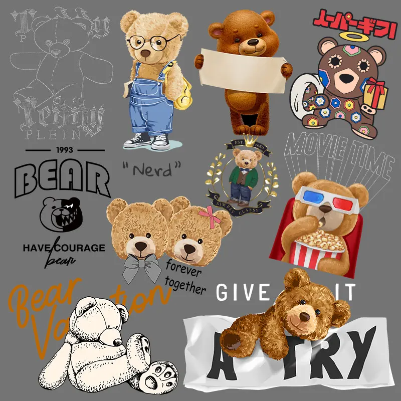 Мультяшные животные Корона Письмо кукла полый медведь персонаж патч для одежды