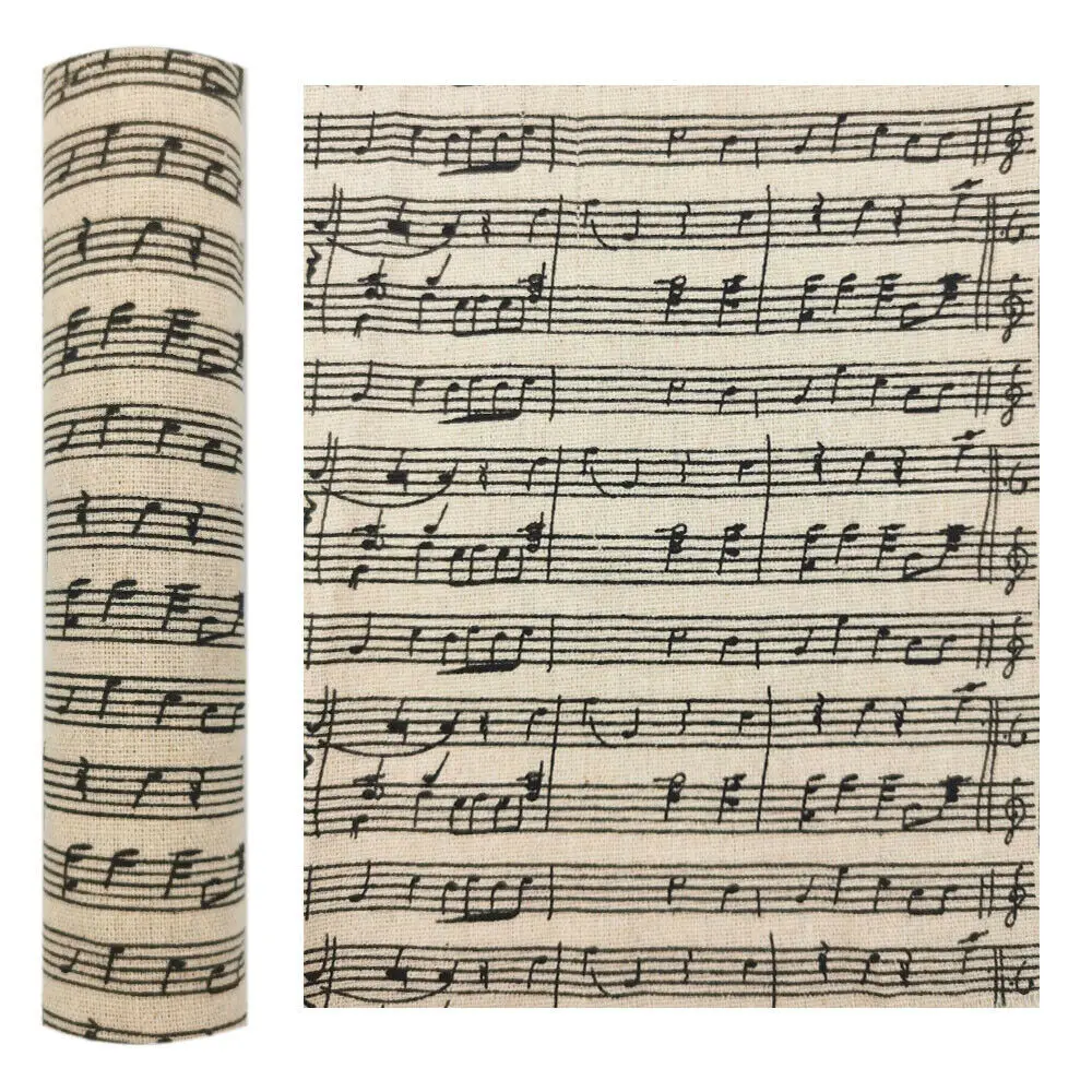 Хлопчатобумажная льняная ткань Muisic Note с принтом по двору, высокое качество, сделай сам, швейная кукла, сумка для хранения одежды, кошелек, материал для домашнего декора для вечеринки