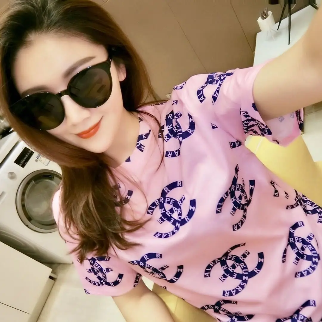 

2021 Europe station summer new women's round neck short sleeve printed T-shirt Korean fashion casual top