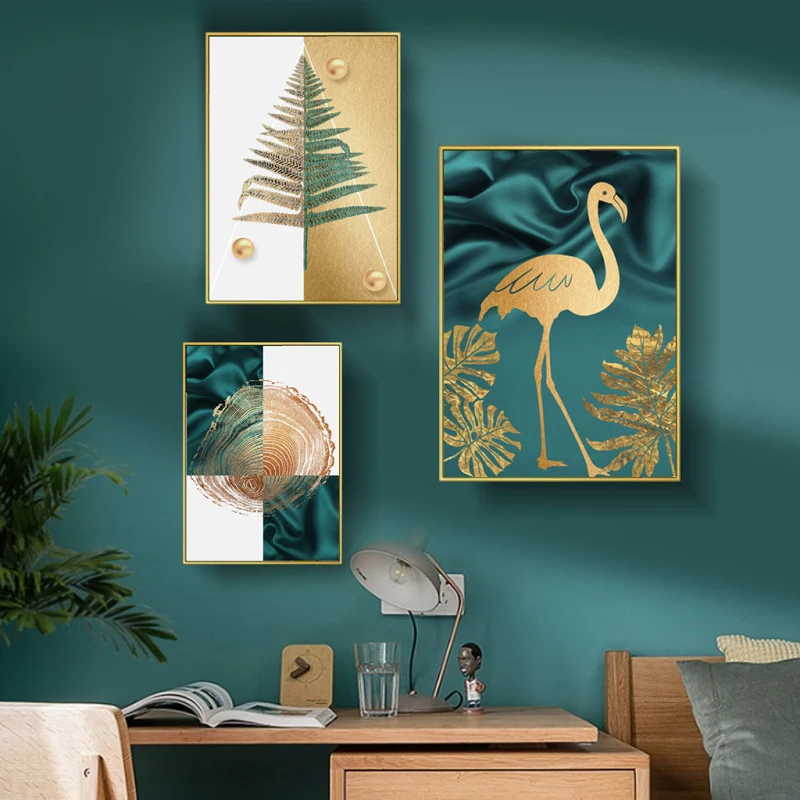 

Nordic Golden Animal Leaf Canvas Print and Poster Abstract Wall Art for Living Room Entrance Aisle Cuadro Salon Decoracion 2-94