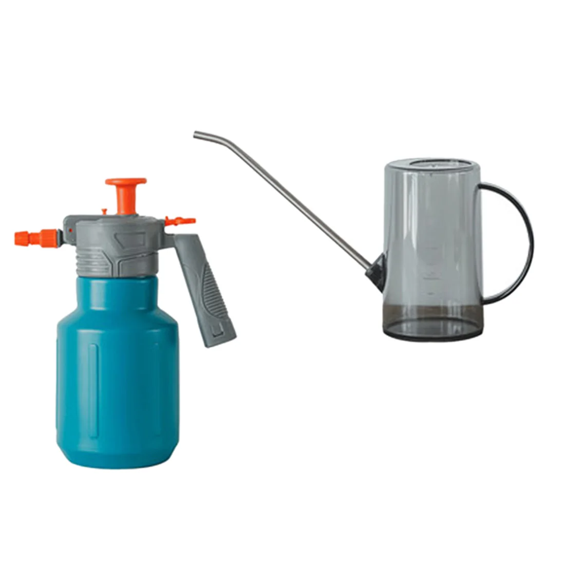 2 шт Длинный Носик пластиковая полупрозрачная Лейка для растений 1л зеленая + 1.5л