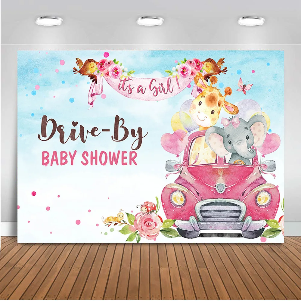 Детский задний фон для фотосъемки новорожденных девочек с изображением сафари