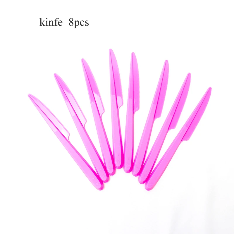 knife 8pcs Кактус лама вечерние скатерти одноразовая посуда Альпака бумажные тарелки и стаканы дети день рождения, детский душ вечерние украшения - Цвет: knife 8pcs