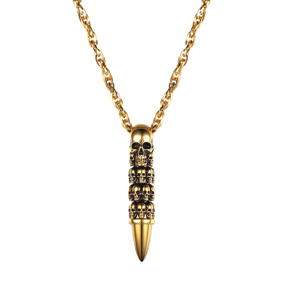 

Stainless Steel Necklace Gold Platedl Gothic Punk Statement Jewelry for Men and Women CP480