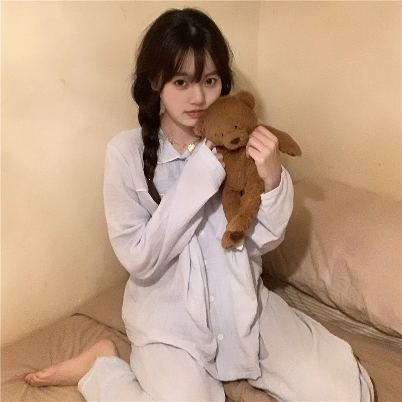 

Женская пижама с длинным рукавом, костюм из двух предметов на весну и осень, популярная стильная модная верхняя одежда, 2021