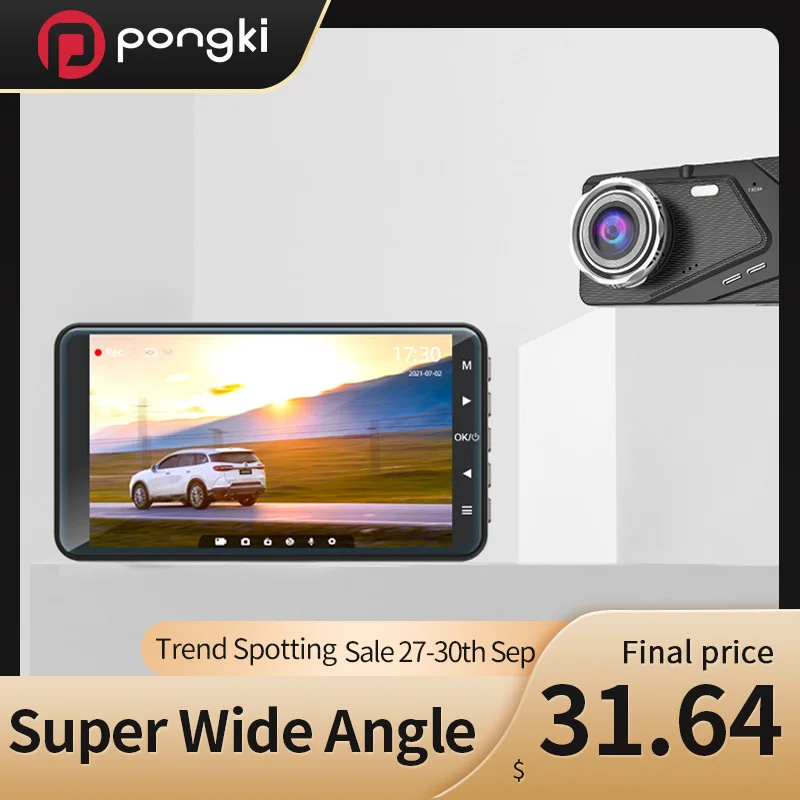 Автомобильный видеорегистратор Pongki X6 FHD с двумя объективами 1080P GPS ночное видение