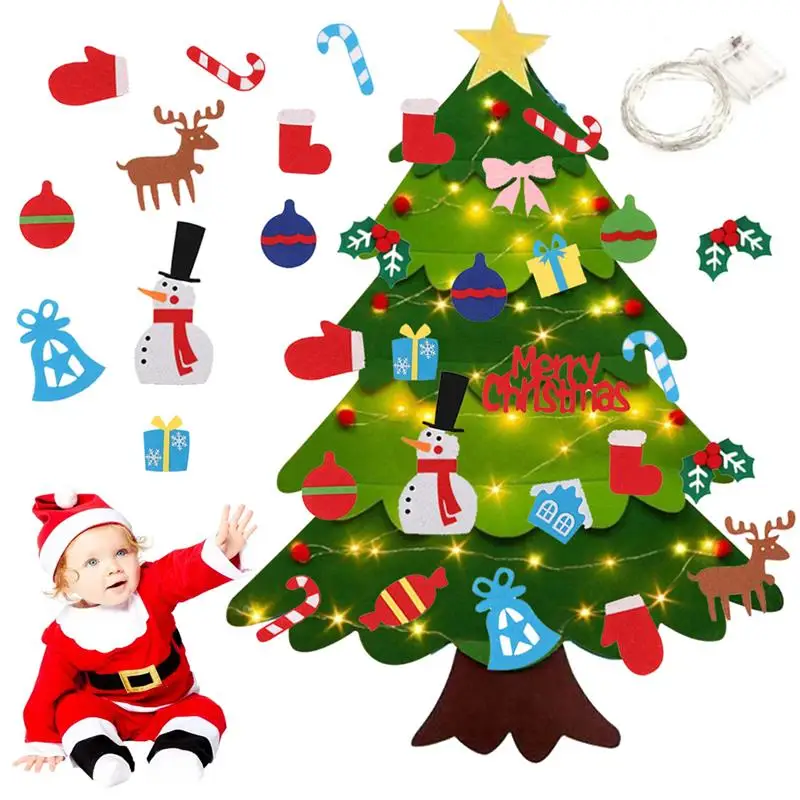 

Фетровая подвеска «сделай сам» с украшениями для Счастливого Рождества детей, рождественские подарки 2022, новогодние двери, настенные украш...