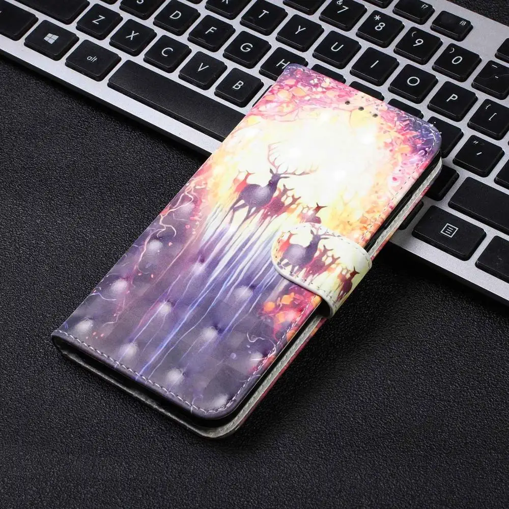 Роскошный 3D окрашенный Кот Волк флип-чехол для телефона Redmi 6 Pro Note 7 Y3 кошелек fone