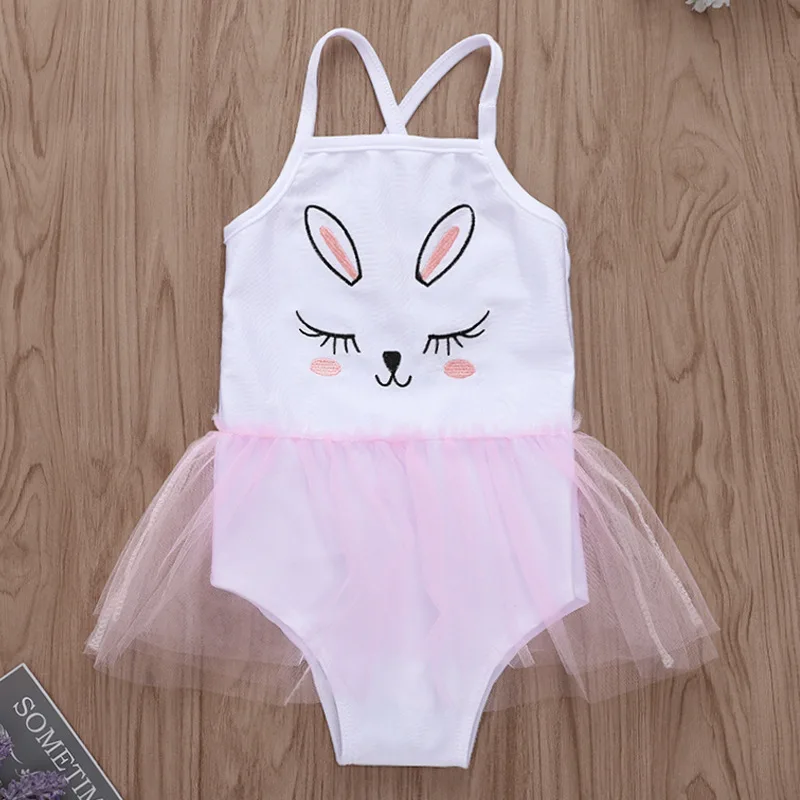 Платье пачка с принтом кролика Kawaii летняя пляжная одежда для малышей боди без