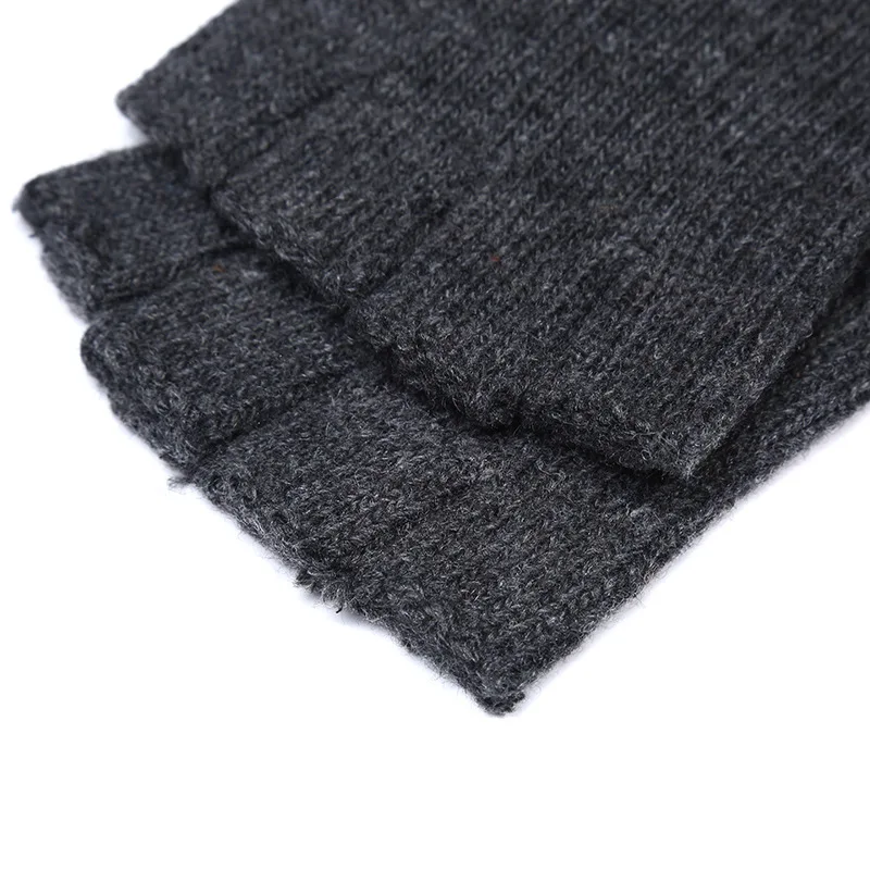 Простые Зимние перчатки для мужчин и женщин вязаные эластичные на полпальца