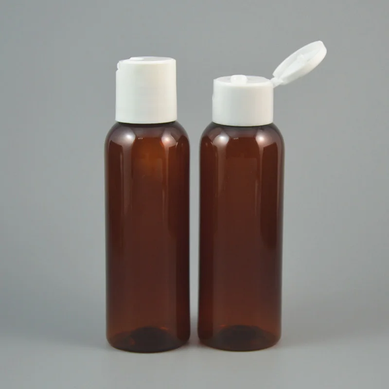 

30pc 100ml Amber Plastic Lotion Bottle with Flip/Disk Cap,Empty Cream Container,Refillable Cream Bottle,3.5oz PET Jar