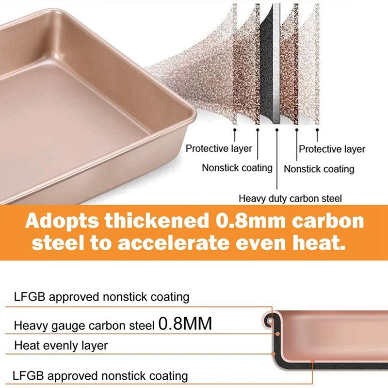 

Baking Sheet Pans Nonstick Set, Cookie Sheet Bakeware Cookie Pan Set, Rectangle Rimmed Carbon Steel Deep Baking Set of 3