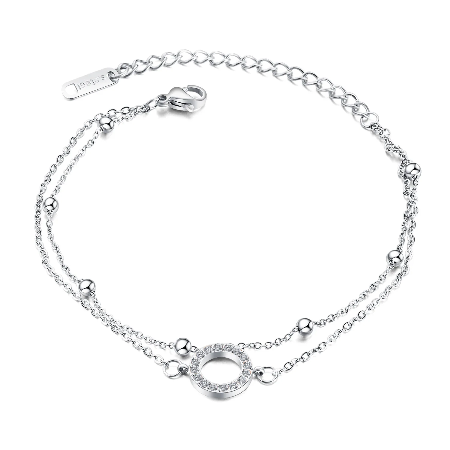 

New Style Rose Gold-plated Inlaid CZ Bracelet Fashion Double-layer Titanium Steel Bracelet Girls Mori Series All-match Jewelry