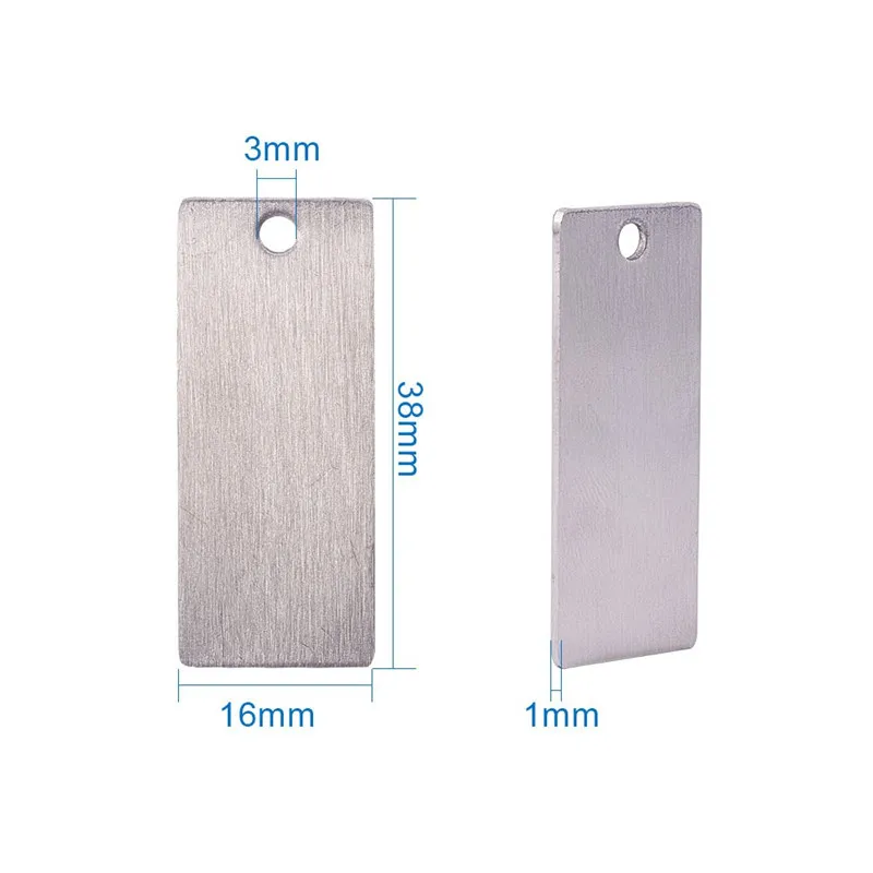 Плоские прямоугольные подвески из нержавеющей стали 304 50 шт./лот пустые