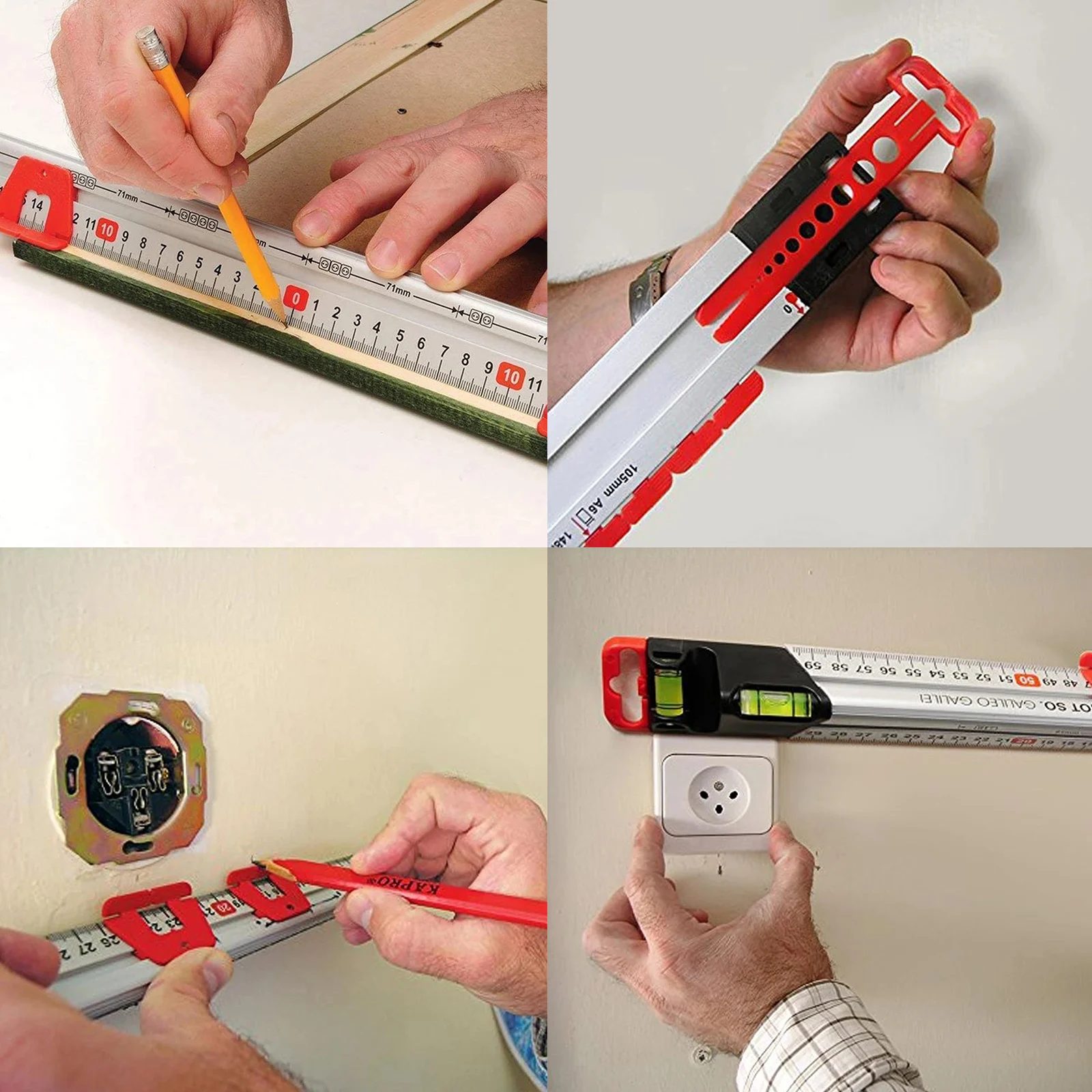 

30cm/60/80cm Multi-functional Ruler Convenient Durable of Horizontal Calibration Marker Ruler for DIY Work EM88