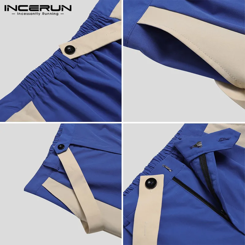 

Men Pants Patchwork Button Streetwear Joggers Korean Straight Trousers Men 2021 Pockets Fashion Casual Pantalon S-5XL INCERUN