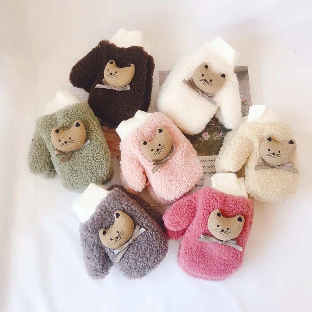 Рукавички для маленьких мальчиков и девочек с героями мультфильмов теплые