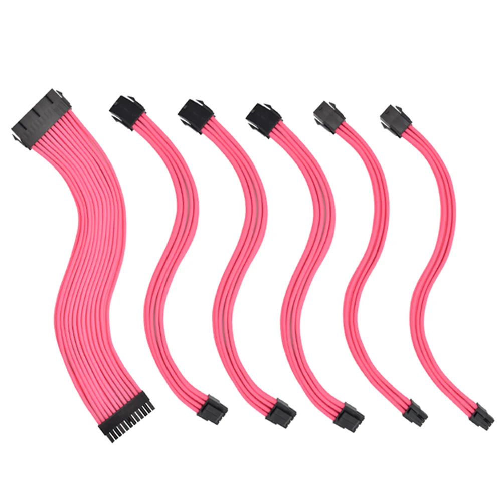 

18AWG CPU Nylon Braided 24Pin Sleeved Computer Connectors GPU Male To Female PSU ATX Extension Cable With Comb Power Supply