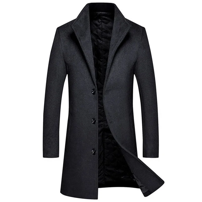VROKINO 2019 Autumn and Winter New Woolen Coat Fashion Men's Slim Long 5-color Selection M-4XL | Мужская одежда