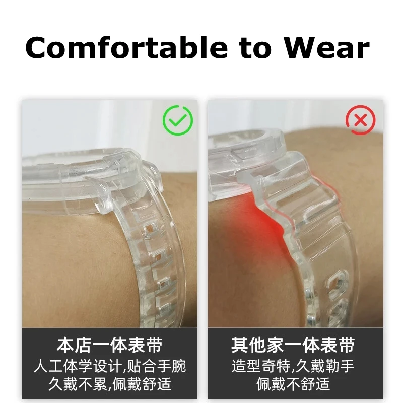 Ремешок силиконовый прозрачный для Xiaomi Mi Band 6 5 4 3 7 сменный Браслет розового и