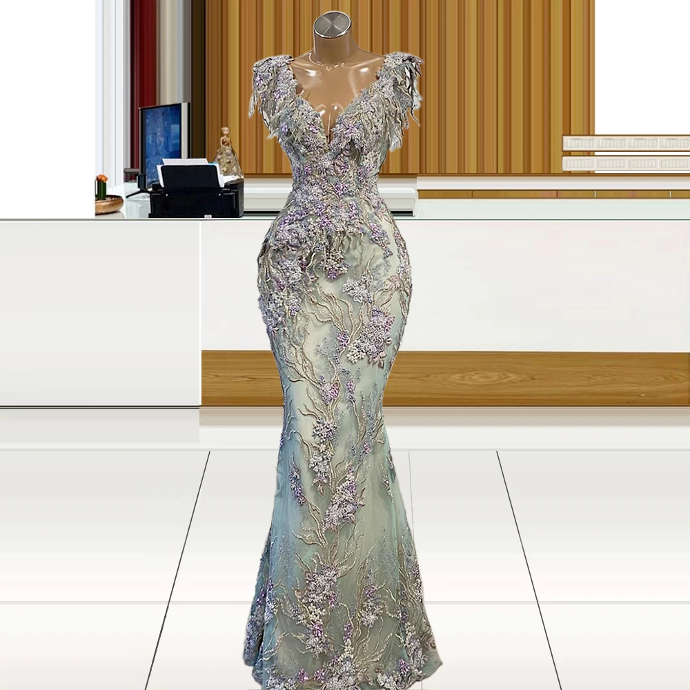 sparkly prom dresses 2020 deep v neck beading sequins long sleeve feather long evening dress gowns