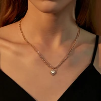 fashionable temperament niche design heart shaped clavicle chain cold wind simple double layer love pendant necklace