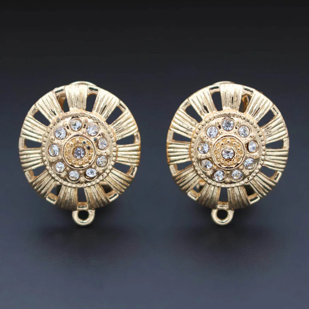 Серьги с петлей на вешалке покрытием из горного хрусталя CZ филигранная круглая