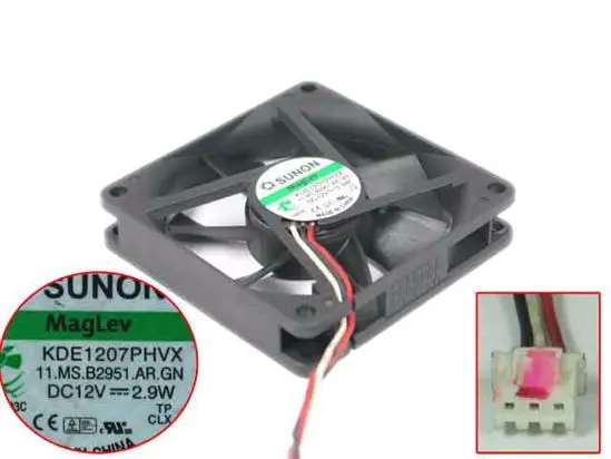 SUNON KDE1207PHVX 11. Miss B2951.AR.GN Вентилятор охлаждения сервера постоянного тока 12 В 2,9 Вт 70x70x15 мм 3-проводной