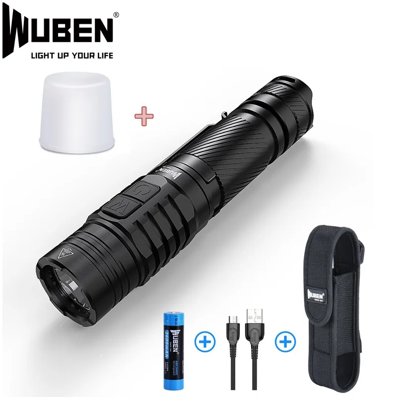 

WUBEN TO40R LED Flashlight CREE XP-L-V6 LED 1200 Lumens USB Rechargeable Tactical Light IPX8 Waterproof with 18650 Li-Battery