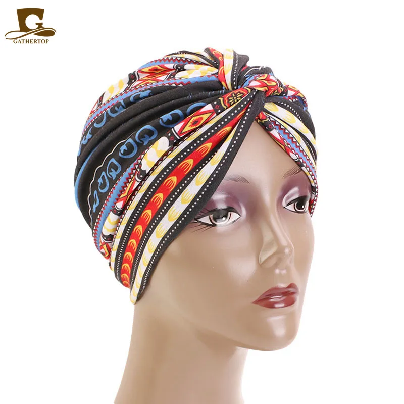 Женский тюрбан с цветочным принтом бандана мусульманский головной платок