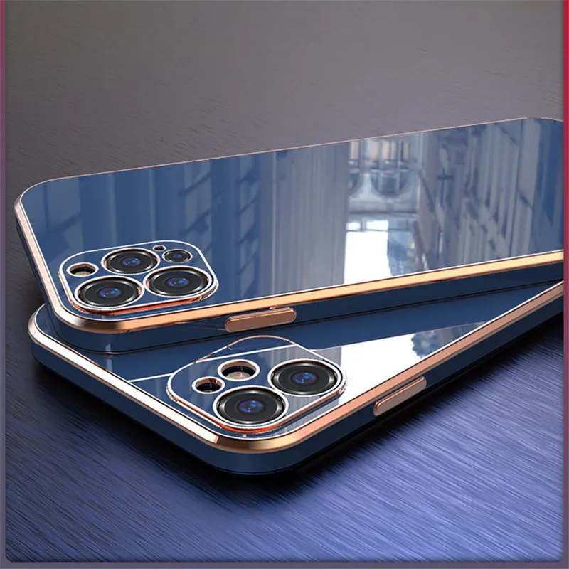 

Square Frame Electroplated Phone Case For iPhone 13 12 11 Mini Pro XS MAX XR X XSMAX 7 8 Plus SE 20 Camera Protective Back Cover
