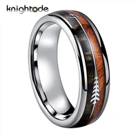 6mm tungsten carbide ring stainless steel arrowkoa wood inlay for men women wedding band couple gift dome polished comfort fit