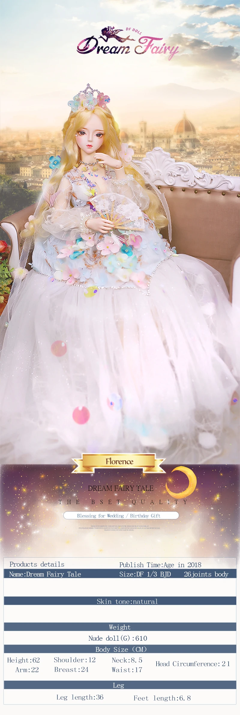 DBS 1/3 BJD кукла механическое соединение тела с макияж, в том числе волосы, глаза, одежда 62 см Высота девушки