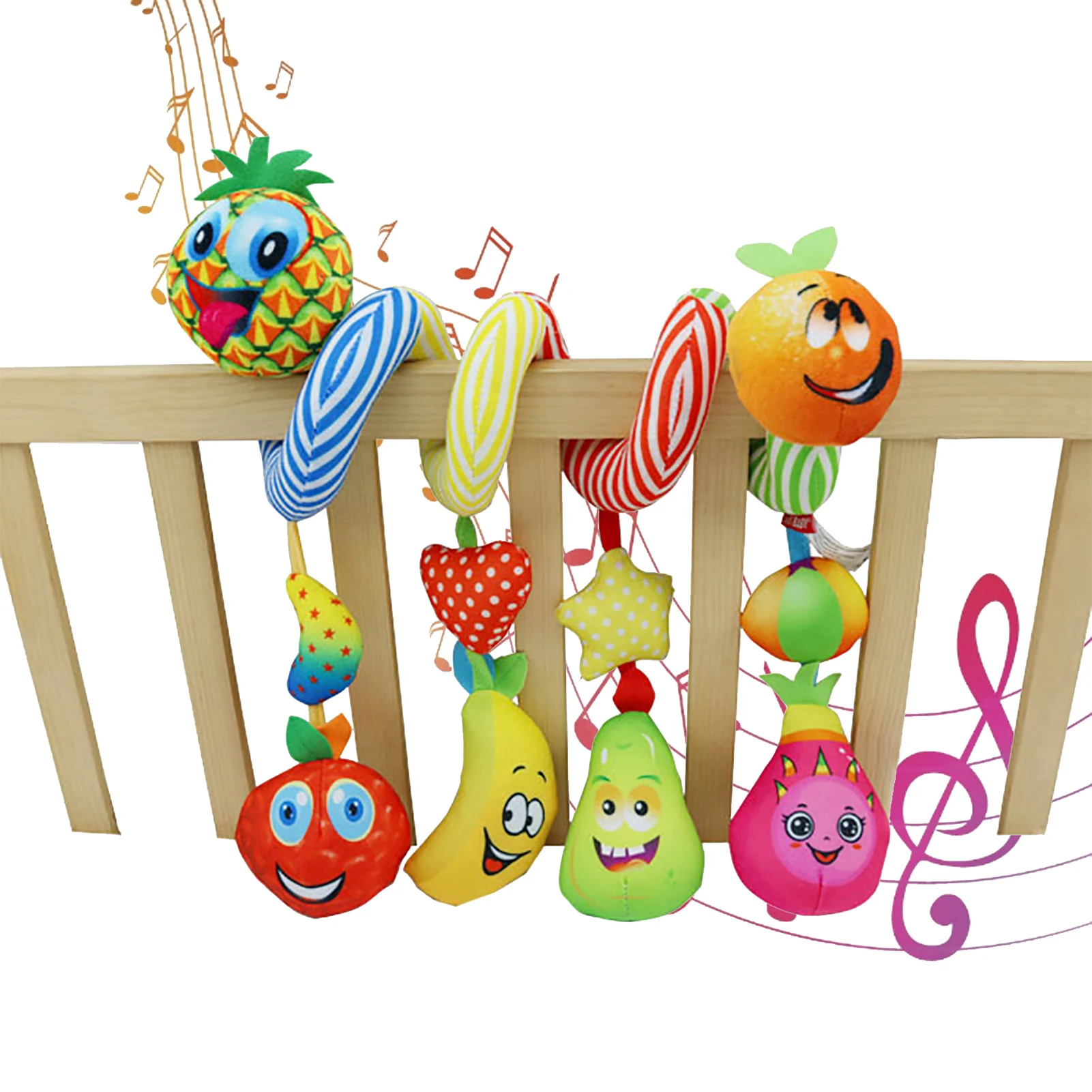 

Cute Fruit Funny Expression Spiral Toy Baby Spiral Bed Stroller Toy Car Seat Crib Plush Hanging Toys Puzzle Birthday Gift